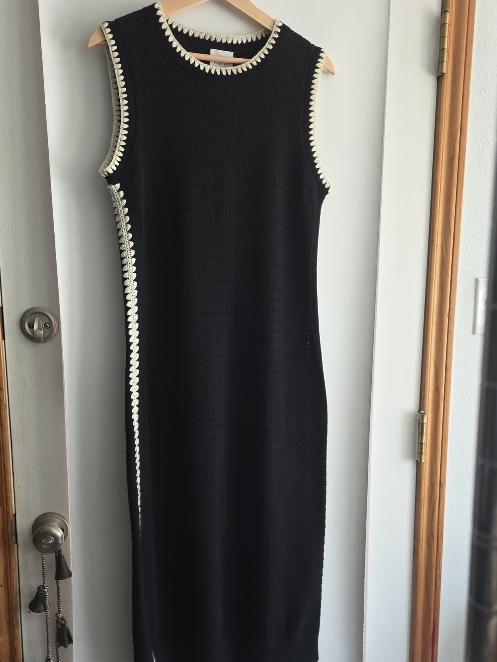 Varley Dwight Black & Cream Sleeveless Knit Dress